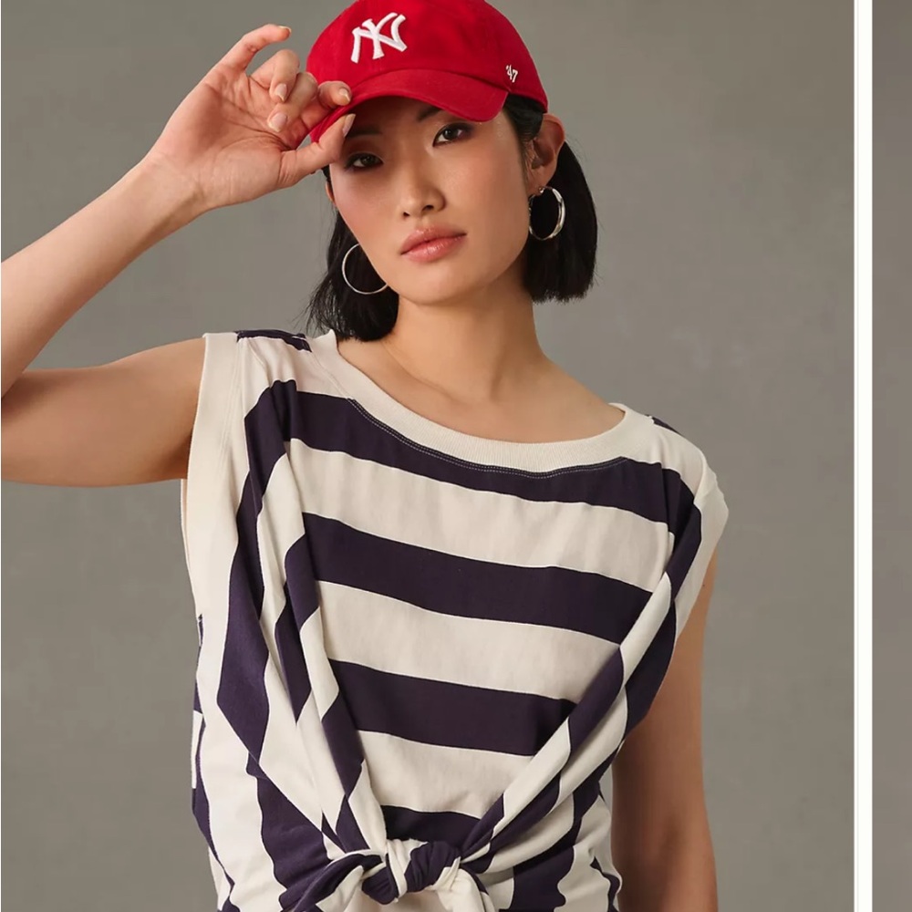 Maeve Tie-Front Wrap Tee size L